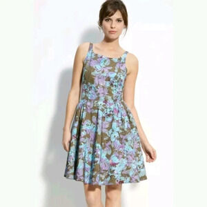 Taylor Floral Bengaline Cotton Silk Fit & Flare Sleeveless Flirty Feminine Party